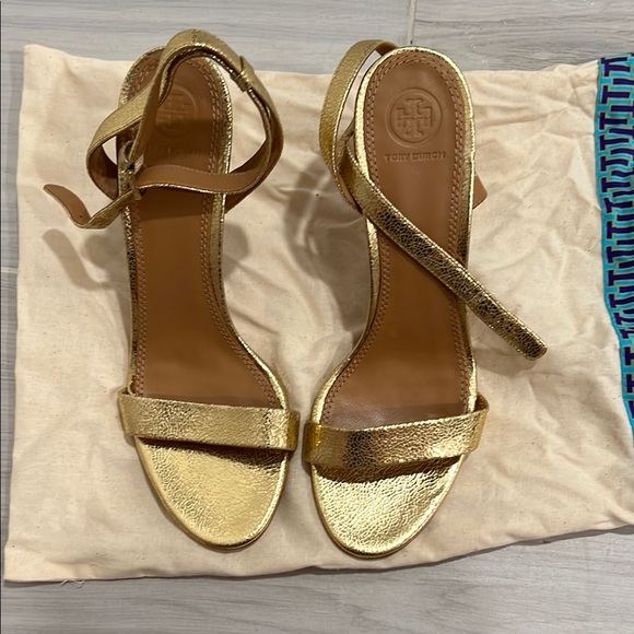 Tory Burch Shoes - Tory Burch Gold and Brown Heels Elegant Design